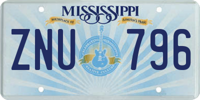 MS license plate ZNU796