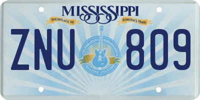 MS license plate ZNU809