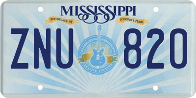 MS license plate ZNU820
