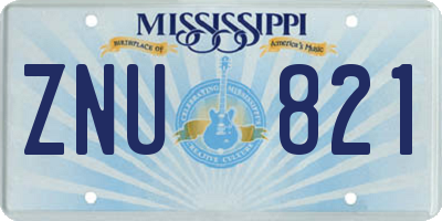 MS license plate ZNU821