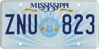 MS license plate ZNU823