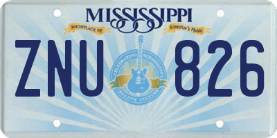 MS license plate ZNU826