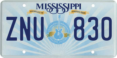 MS license plate ZNU830
