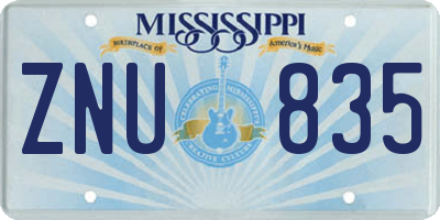 MS license plate ZNU835