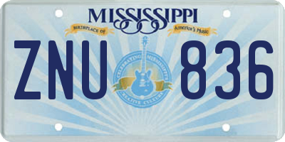 MS license plate ZNU836