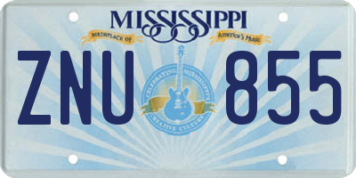MS license plate ZNU855