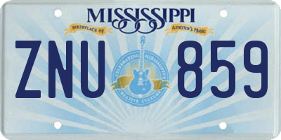 MS license plate ZNU859