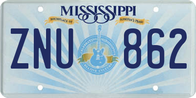 MS license plate ZNU862