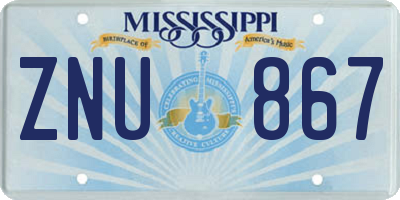 MS license plate ZNU867