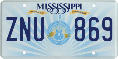 MS license plate ZNU869