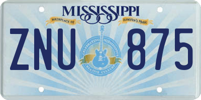MS license plate ZNU875