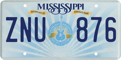 MS license plate ZNU876