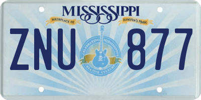 MS license plate ZNU877