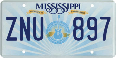 MS license plate ZNU897