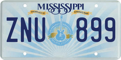 MS license plate ZNU899