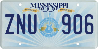 MS license plate ZNU906