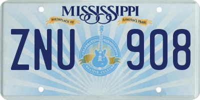 MS license plate ZNU908