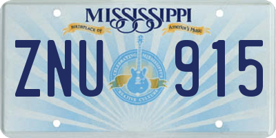 MS license plate ZNU915