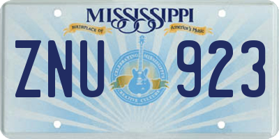 MS license plate ZNU923