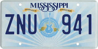 MS license plate ZNU941