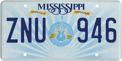 MS license plate ZNU946