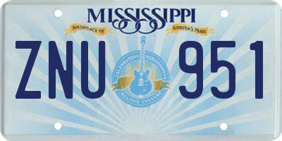MS license plate ZNU951