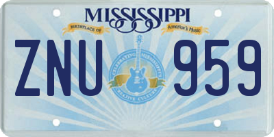 MS license plate ZNU959