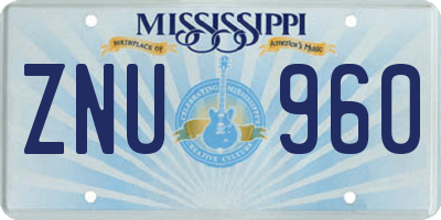 MS license plate ZNU960