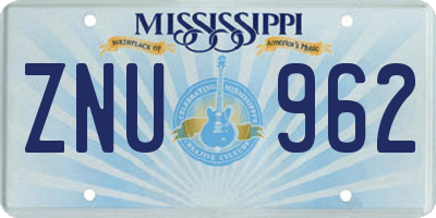 MS license plate ZNU962