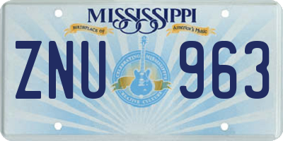 MS license plate ZNU963