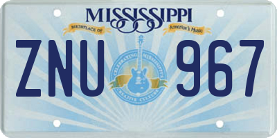 MS license plate ZNU967