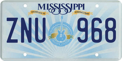 MS license plate ZNU968