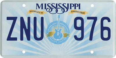 MS license plate ZNU976