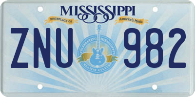 MS license plate ZNU982