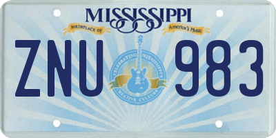 MS license plate ZNU983