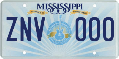 MS license plate ZNV000