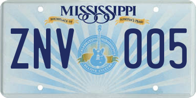 MS license plate ZNV005