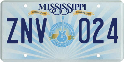 MS license plate ZNV024