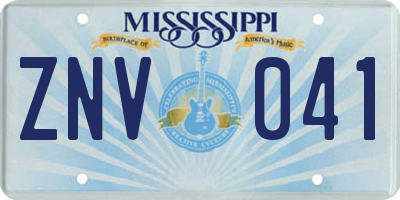 MS license plate ZNV041