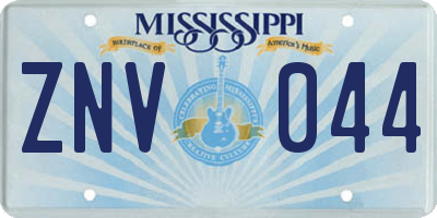 MS license plate ZNV044