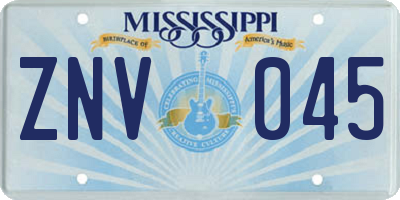 MS license plate ZNV045