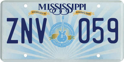 MS license plate ZNV059