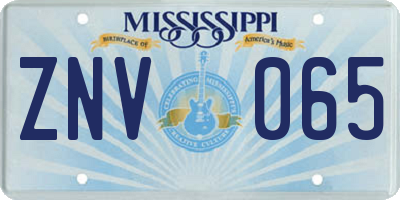 MS license plate ZNV065