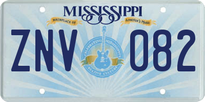 MS license plate ZNV082