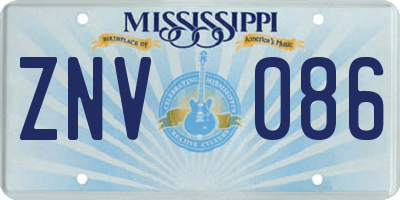 MS license plate ZNV086