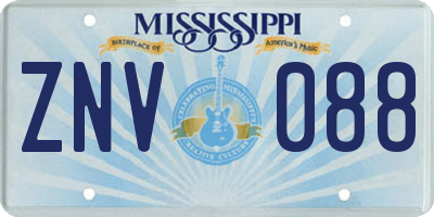 MS license plate ZNV088