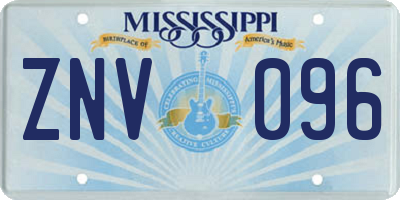 MS license plate ZNV096