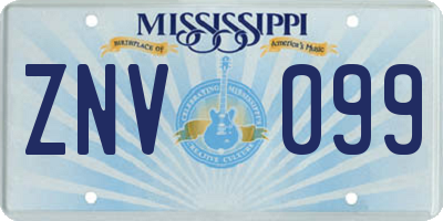 MS license plate ZNV099