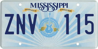 MS license plate ZNV115