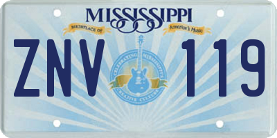 MS license plate ZNV119